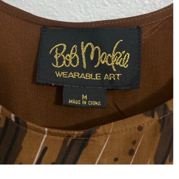 Vintage Bob Mackie Wearable Art 100% Silk Brown Sleeveless Blouse Medium - Picture 2 of 4